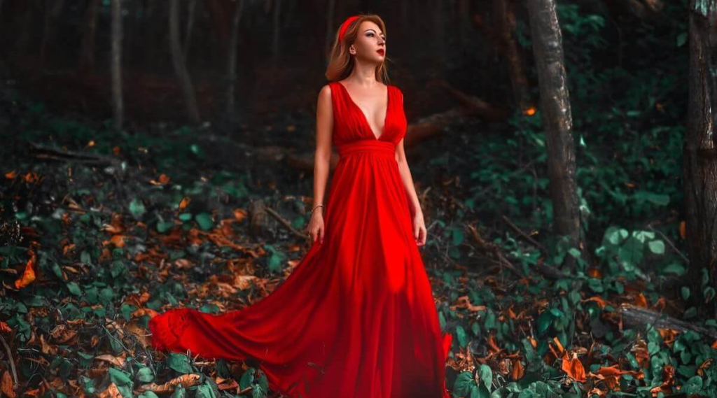 red dress captions